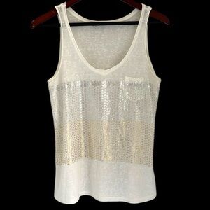 Tempo Paris White and Silver Tank Top